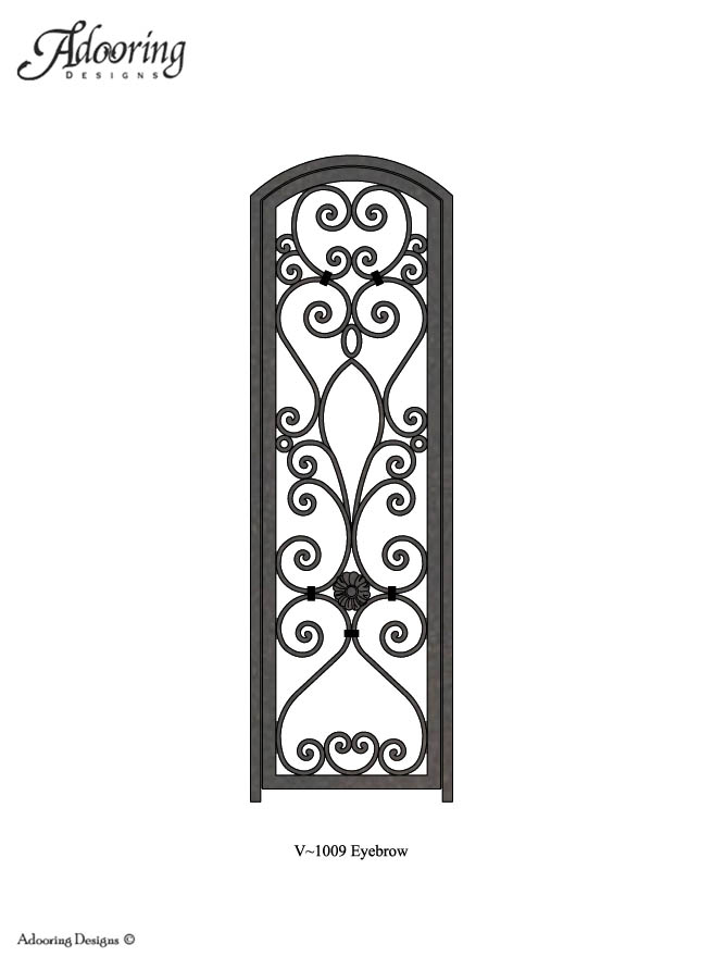 Single wine cellar gate with eyebrow top and intricate pattern