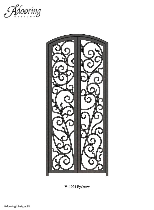 Double wine cellar gate with eyebrow top and intricate design
